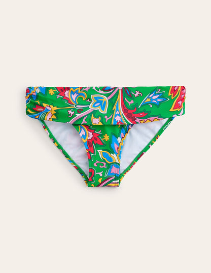 Classic Fold Bikini Bottoms-Kelly Green, Paisley Azure