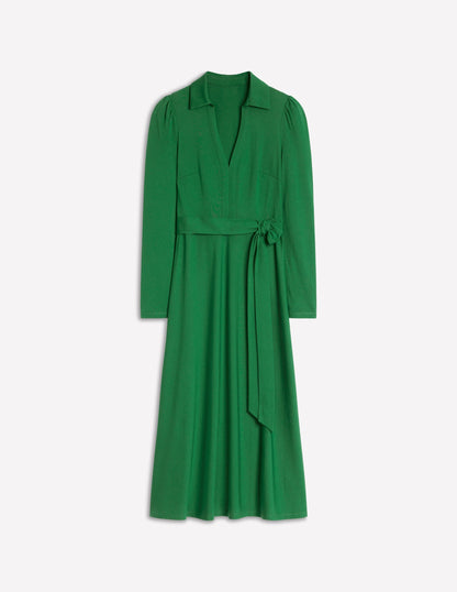 Imogen Collared Jersey Dress-Pine Green
