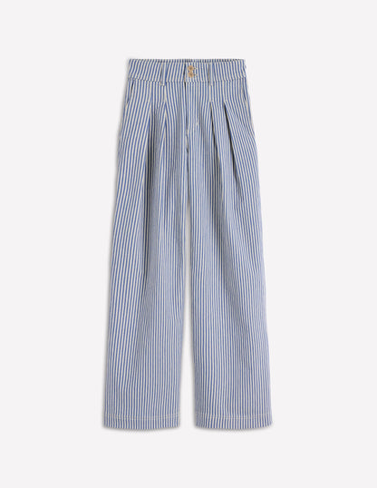 Brompton Wide Leg Pants-Blue Stripe