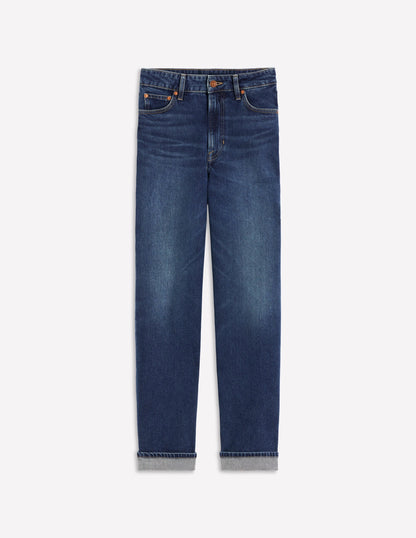 Mid Rise Straight Leg Jeans-Dark Vintage