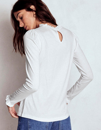 Supersoft Frill Detail Top-White