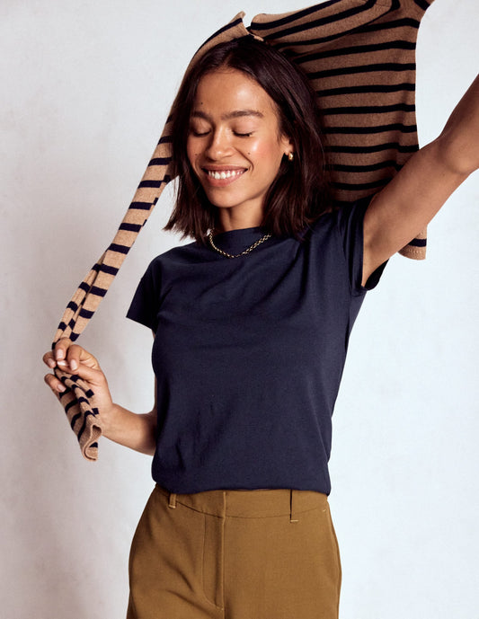 Supersoft Boat Neck T-Shirt-Navy