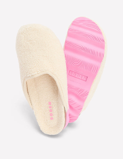 Contrast Sole Mule Slippers-Natural