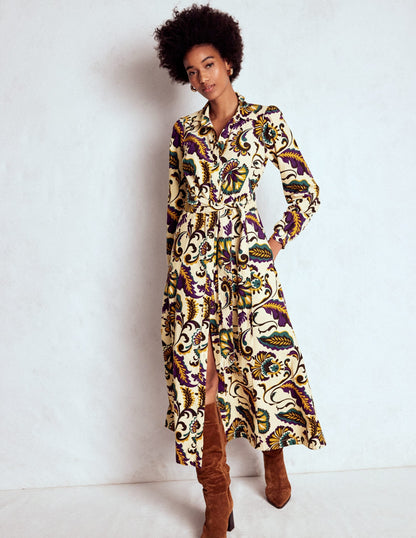 Clara Cord Midi Dress-Multi, Ornate Meadow
