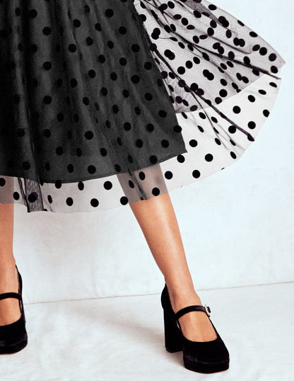 Velvet Bodice Jersey Dress-Black