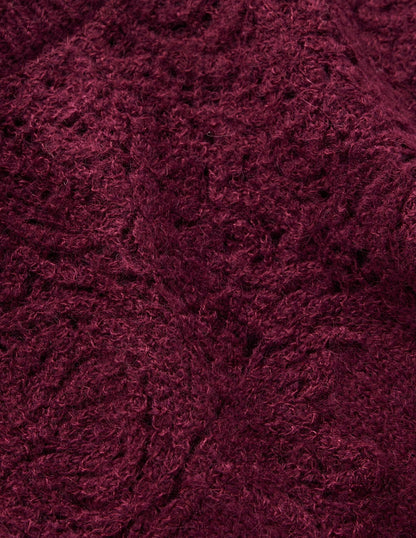 Fluffy Embroidered Sweater-Deep Wisteria