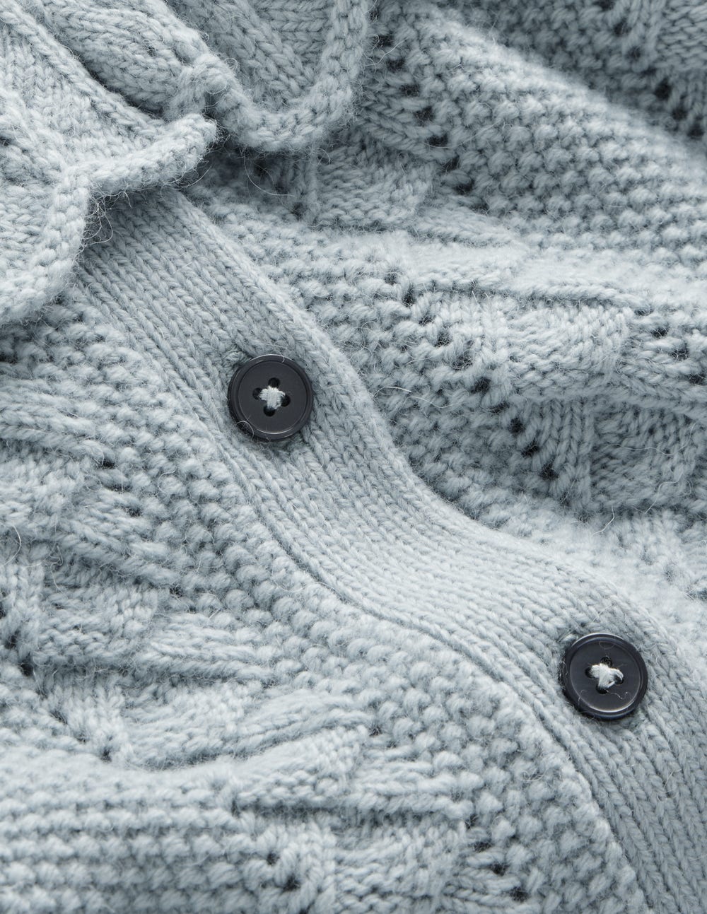 Scallop Collar Cardigan-Seamist Blue Melange