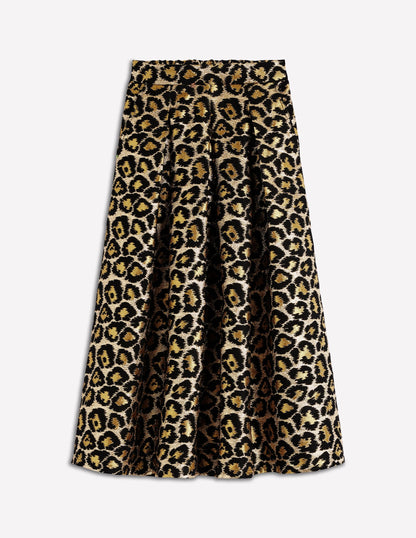 Verity Jacquard Midi Skirt-Leopard Print