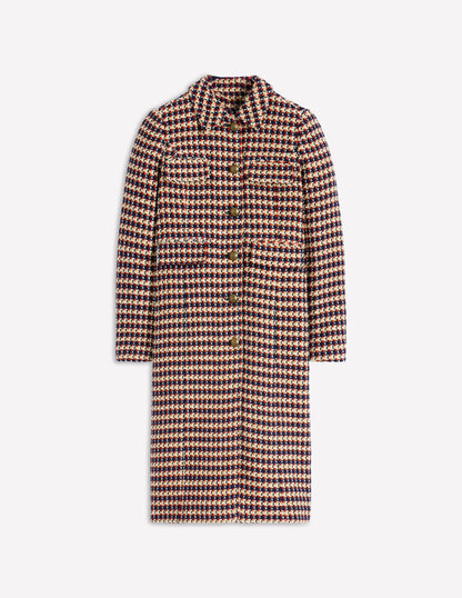 Pocket Detail Coat-Camel, Navy Red