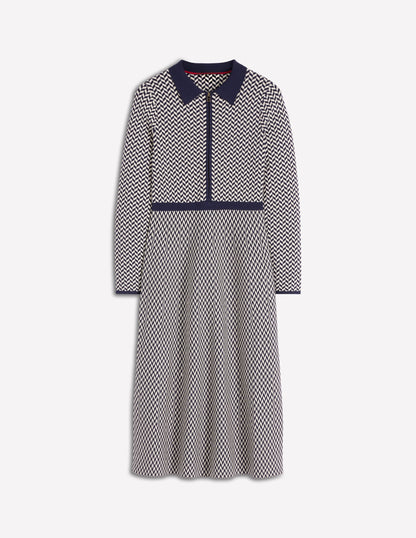 Fiona Chevron Knitted Dress-Chevron