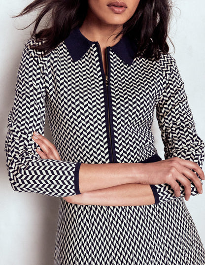 Fiona Chevron Knitted Dress-Chevron