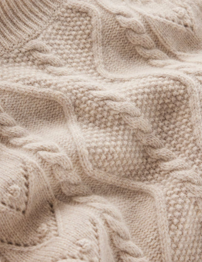 Marion Merino Rib Neck Sweater-Barley Cable
