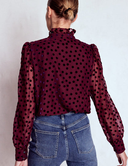 Sasha Devore Velvet Top-Deep Wisteria Spot