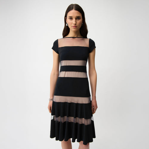 Joseph Ribkoff Fit and Flare Dress with Mesh Inserts