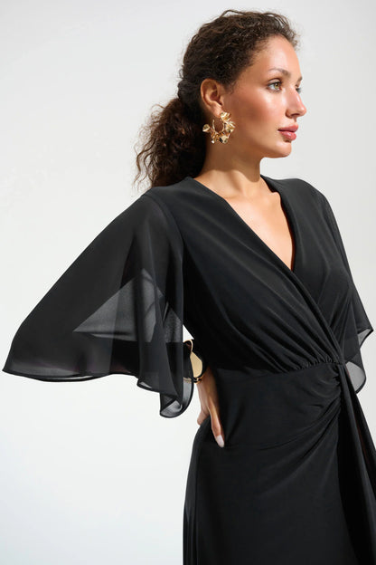 Joseph Ribkoff Silky Knit Fit and Flare Dress With Chiffon Draped Sash
