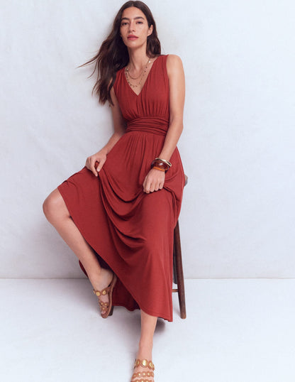 Elodie Jersey Maxi Dress-Rich Chestnut