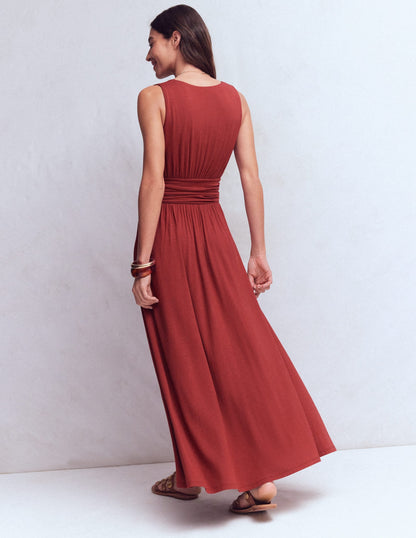 Elodie Jersey Maxi Dress-Rich Chestnut
