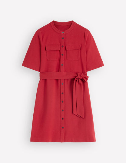Front Pocket Ponte Dress-Crimson Red