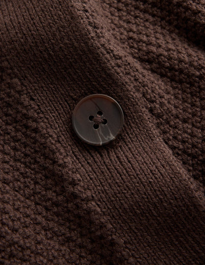 Hayley Cotton V-neck Cardigan-Espresso