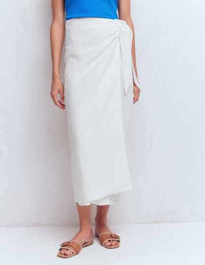 Dimitra Linen Column Skirt-White