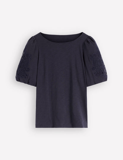 Tape Lace T-shirt-Navy