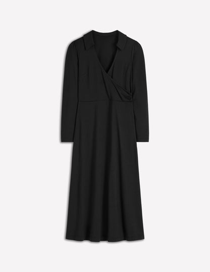 Carla Jersey Wrap Dress-Black