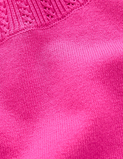 Emilia Cotton Crew Sweater-Pink Peony