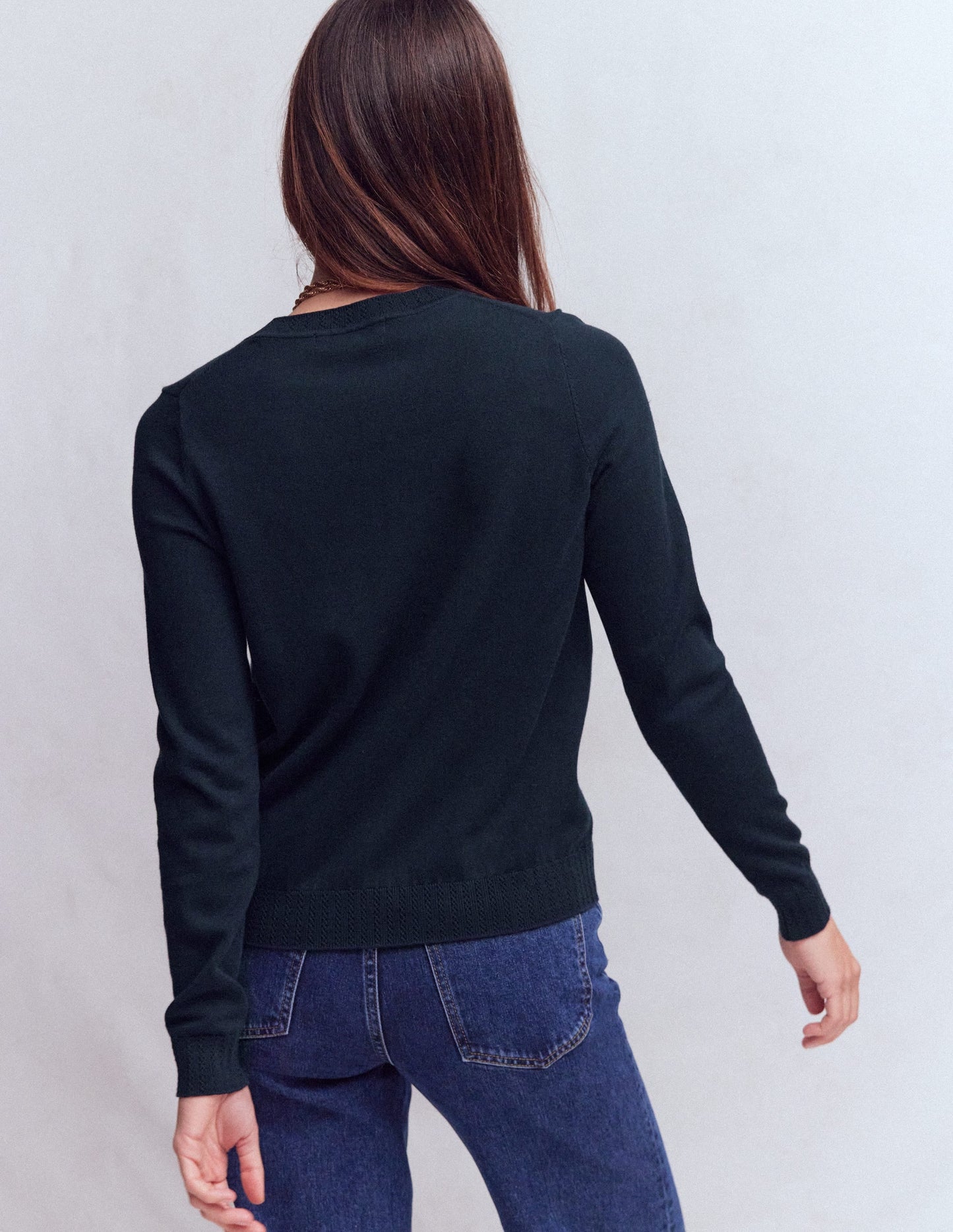 Emilia Cotton Crew Sweater-Navy