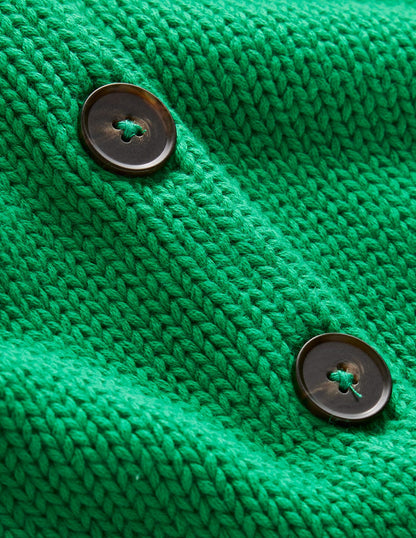 Lucy Chunky Cotton Cardigan-Rich Emerald