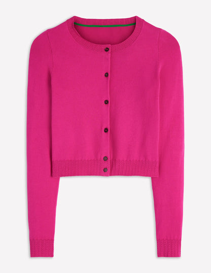 Emilia Cotton Cropped Cardigan-Pink Peony