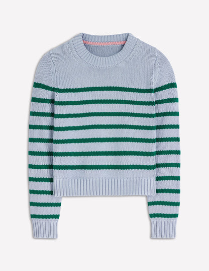 Lucy Chunky Cotton Sweater-Blue/ Green