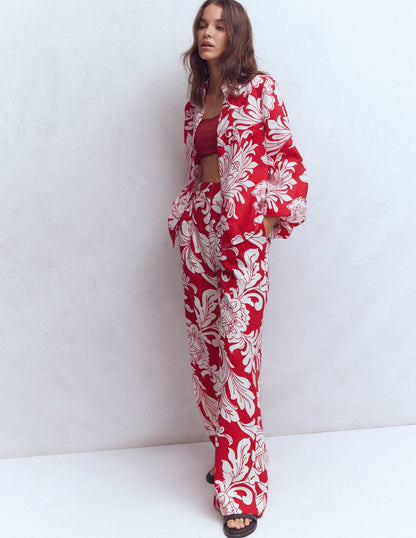 Kensington Linen Pants-Botanical Flourish