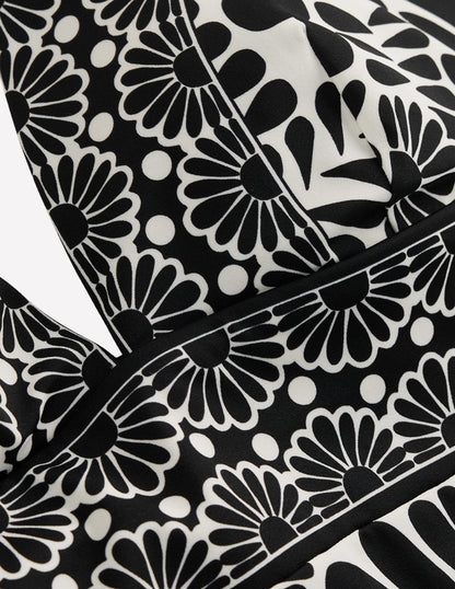 Porto Tankini Top-Black, Geo Stamp