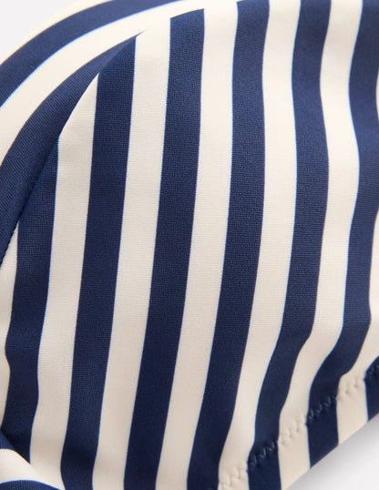 Clean Sweetheart Bikini Top-Navy, Ivory Stripe