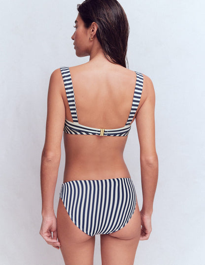 Clean Sweetheart Bikini Top-Navy, Ivory Stripe