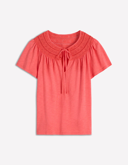Edi Trim Detail T-shirt-Porcelain Rose