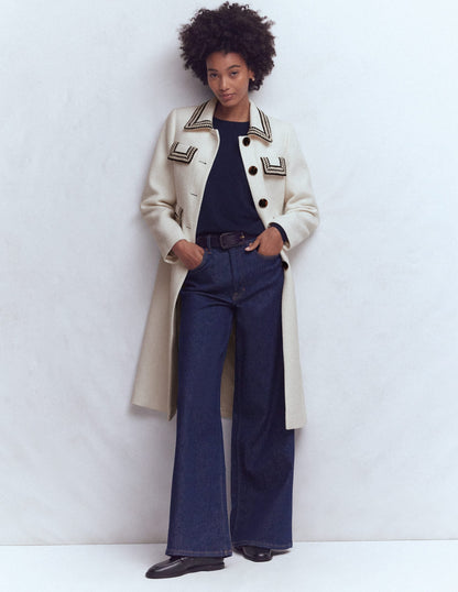 Pocket Detail Coat-Ivory