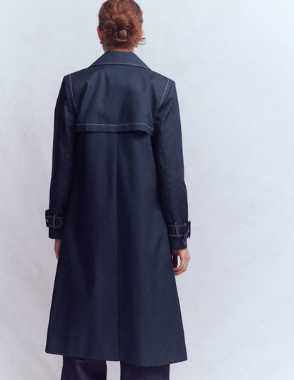 Double Breasted Trench-Navy