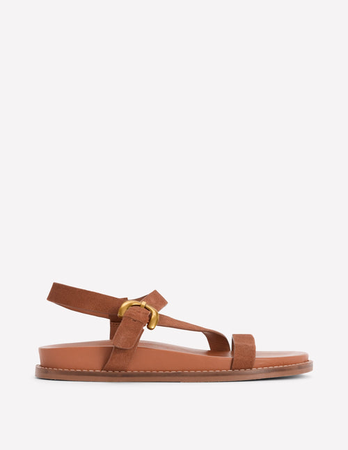 Chunky Asymmetric Sandal-Tan Suede