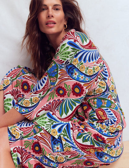 Nell Kimono Midi Jersey Dress-Multi, Enchanted Paisley