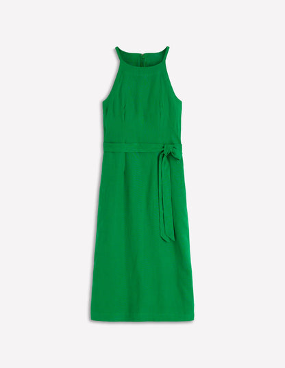 Rosa Halter Linen Midi Dress-Amazon Green