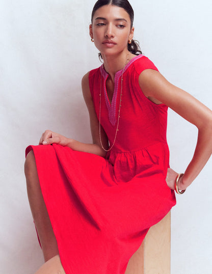 May Jersey Midi Dress-Poppy Red