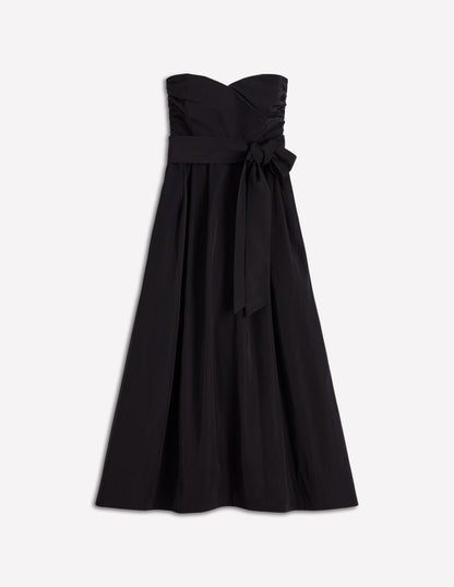 Strapless Taffeta Dress-Black
