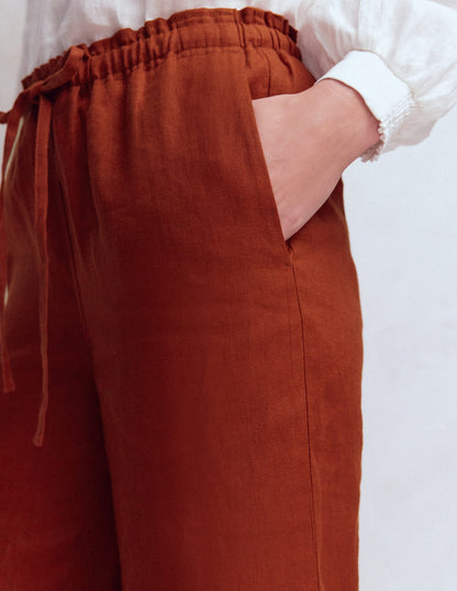 Islington Linen Pants-Burnt Orange