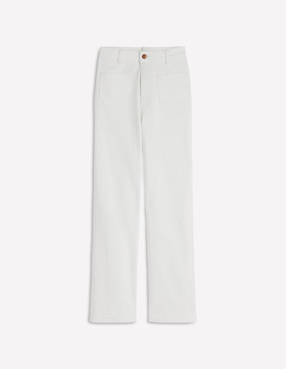 Straight Leg Pocket Jeans-White