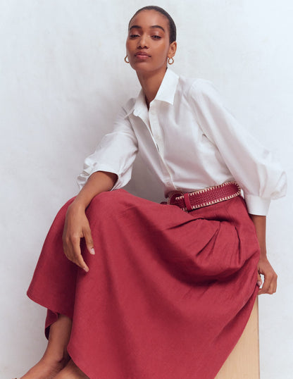 Valentina Linen Skirt-Rich Chestnut
