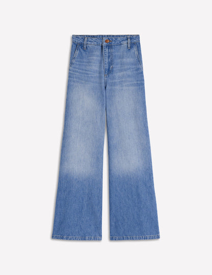 High Rise Palazzo Jeans-Light Wash