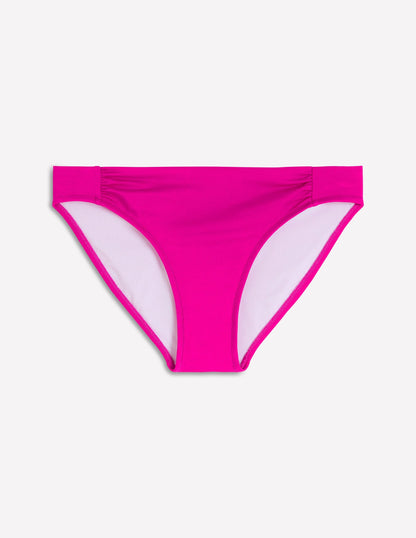Classic Ruched Bikini Bottoms-Bright Fuchsia
