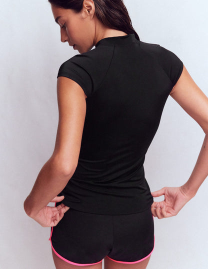 Short Sleeve Rash Guard Top-Black
