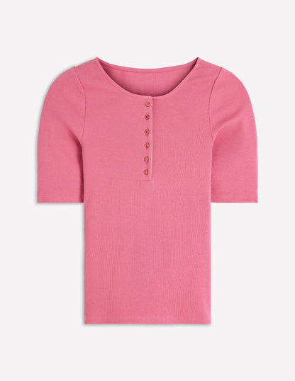 Short Sleeve Rib Henley-Malaga